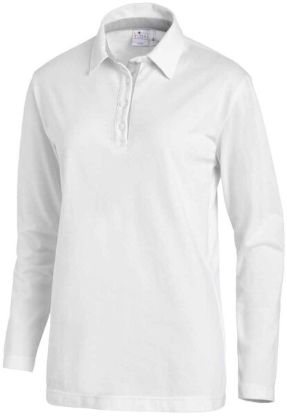 Leiber Polo-Shirt langarm für Damen und Herren 08/2638 weiß/silbergrau L