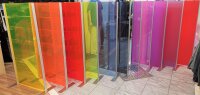 Color Wall - Acrylglaswand als Zwischenwand Fluo Rot transparent 75 cm Breite 150 cm Höhe