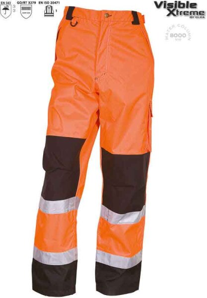 ELKA Warnschutz  Wetterschutz Bundhose  EN471 Reflex - Visible Xtreme Fl. orange/schwarz M